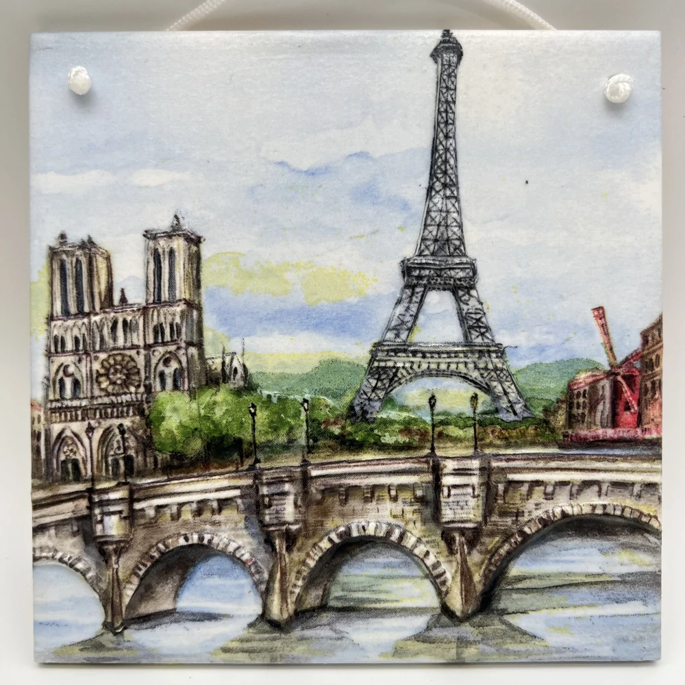 DEKORACE K ZAVĚŠENÍ DLAŽDICE ZDOBENÁ TECHNIKOU DECOUPAGE 3D