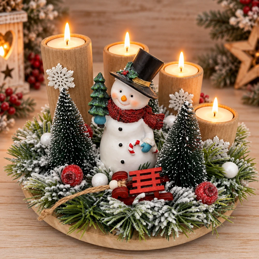 ZIMNÍ DEKORACE ADVENTNÍ SVÍCEN NA ČAJOVÉ SVÍČKY