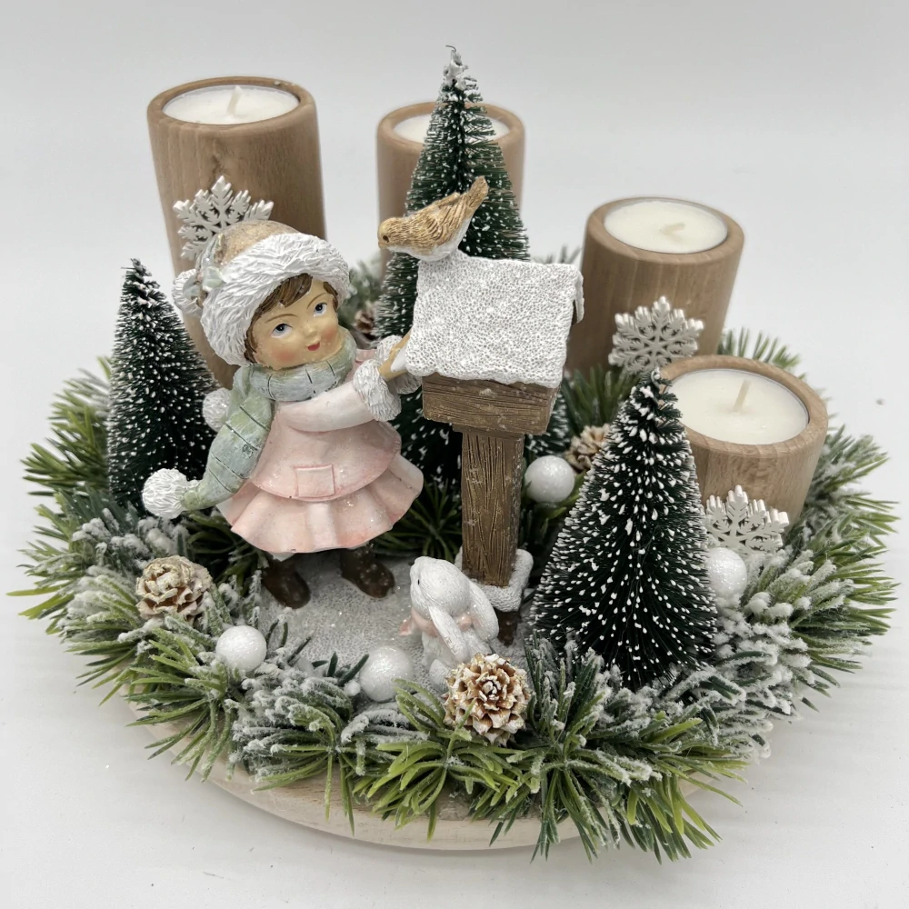 ZIMNÍ DEKORACE ADVENTNÍ SVÍCEN NA ČAJOVÉ SVÍČKY