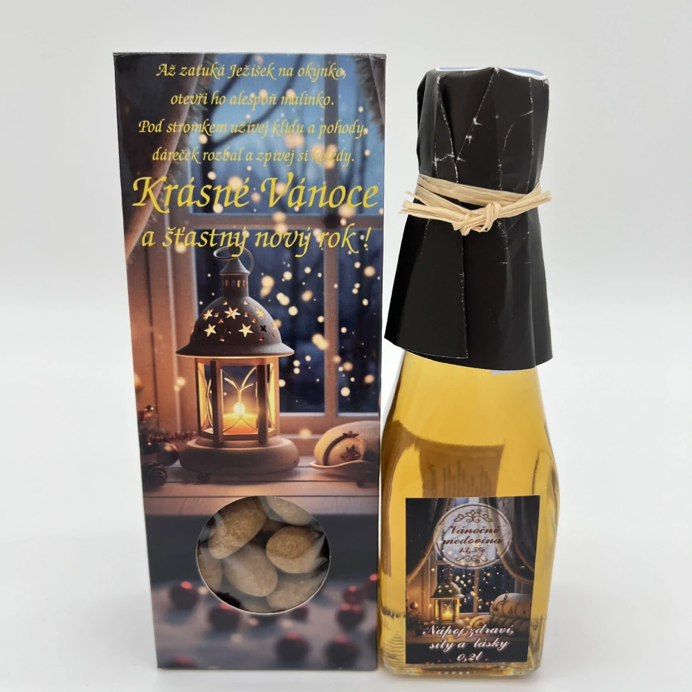🎁 Vánoční dárkový balíček – Medovina & mandle v mléčné čokoládě