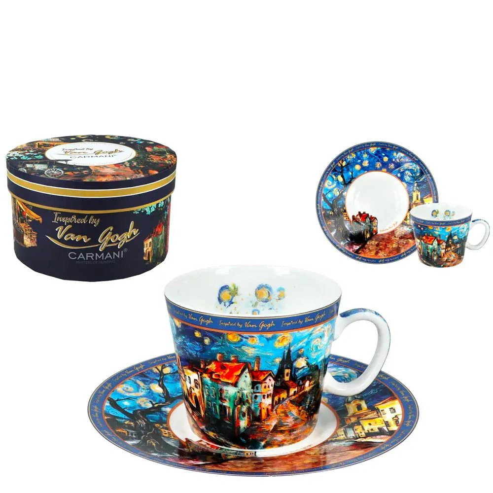 ☕ Espresso šálek s podšálkem – inspirace Vincent van Gogh (100 ml) 🌌🎨