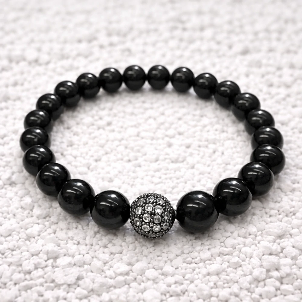 🖤 Náramek Onyx se zirkonovým korálkem 🖤