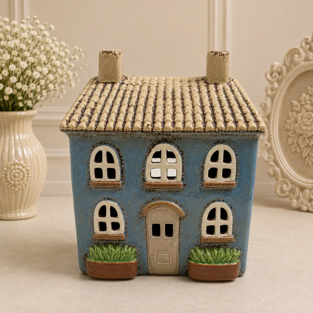 🏡💙 Keramický domeček na čajovou nebo LED svíčku 💙🏡