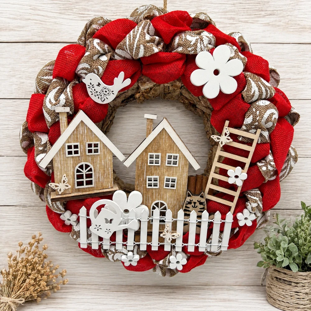 🏡❤️ Rustikální věnec s domečky ❤️🏡
