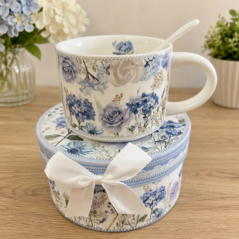 💙 Elegantní porcelánový hrnek se lžičkou v dárkové krabičce ❤️
