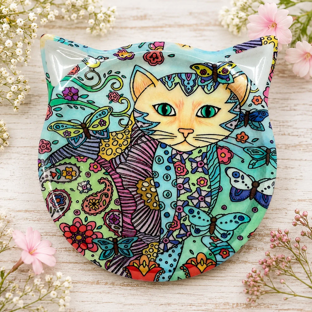 Keramická podložka pod hrnek/sklenici – kočičí hlava 🐱