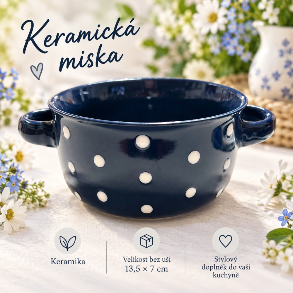 💙 Keramická miska s puntíky a oušky 💙