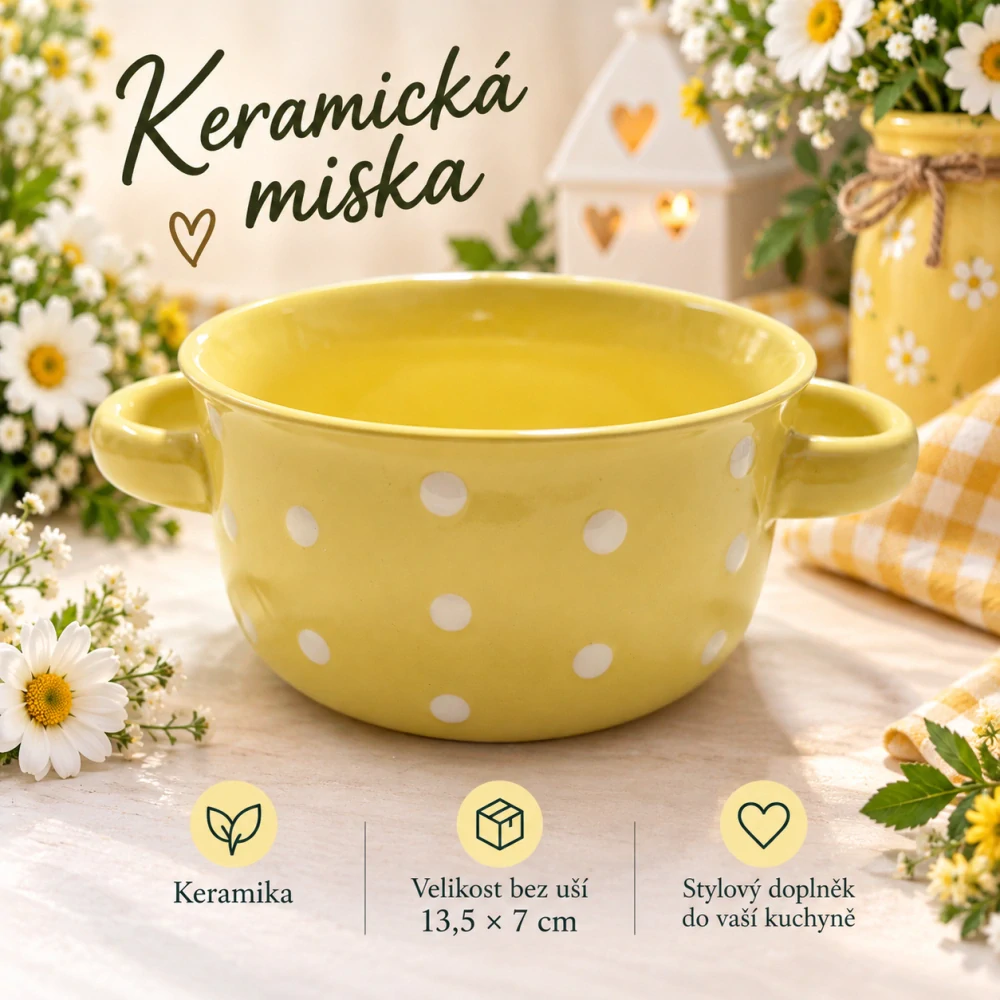 💛 Keramická miska s puntíky a oušky 💛