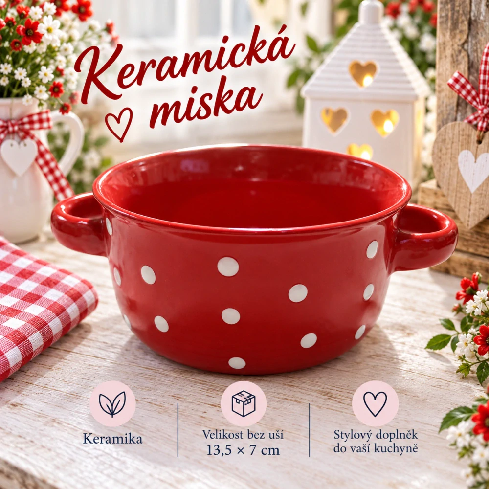 ❤️ Keramická miska s puntíky a oušky ❤️