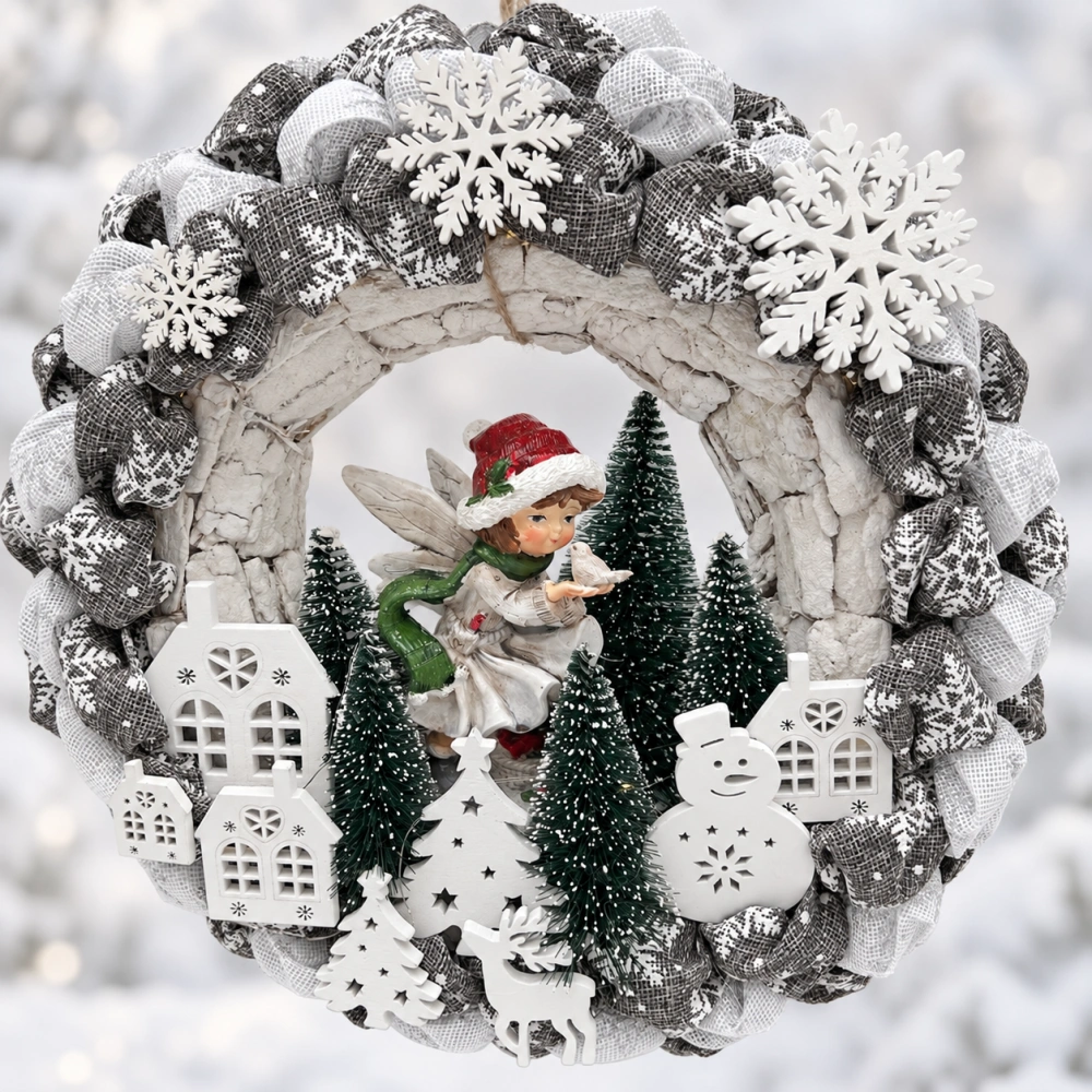 ❄️🧚 Vánoční věnec s vílou a osvětlením 🧚❄️