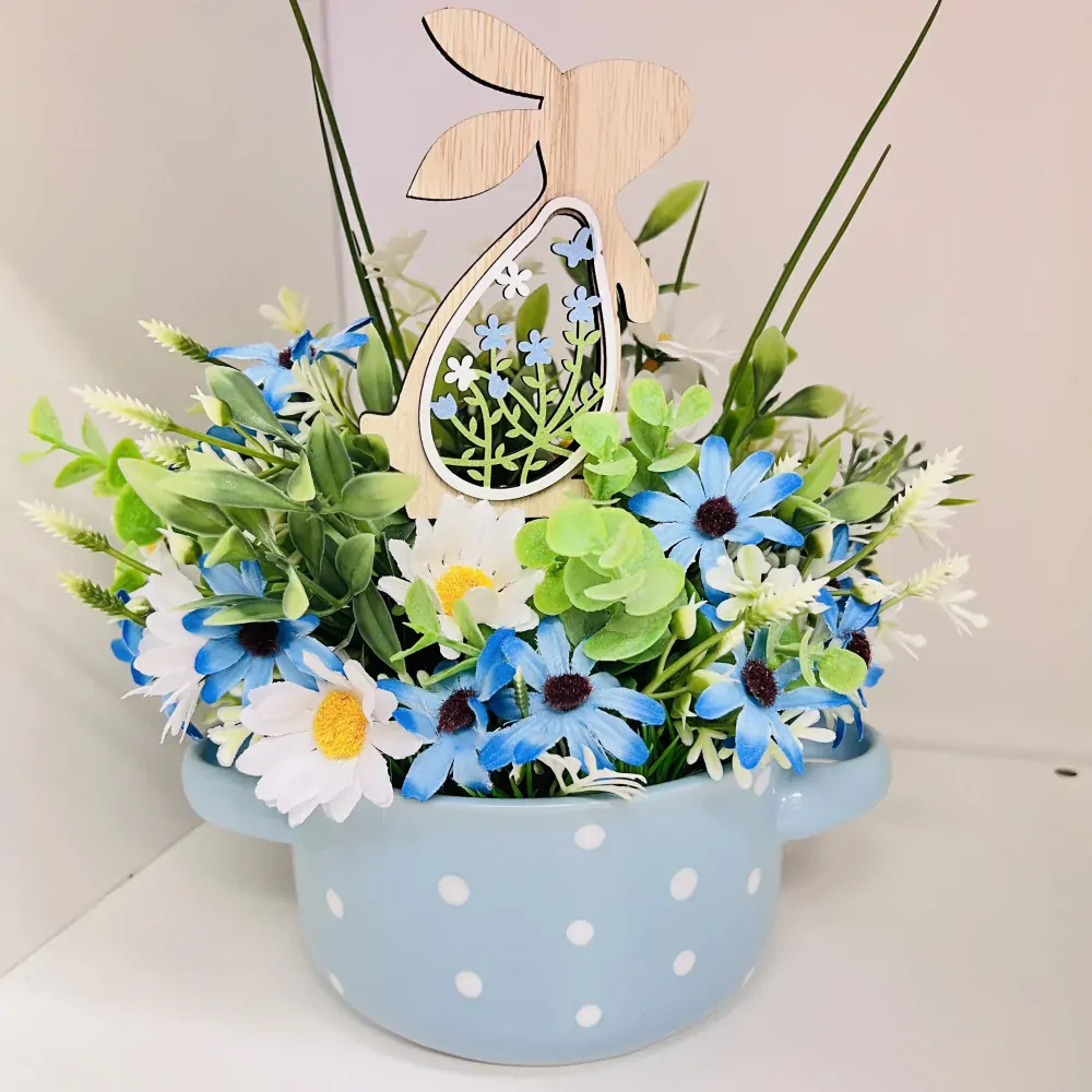 JARNÍ DEKORACE ZDOBENÝ RENDLÍČEK MODRÝ