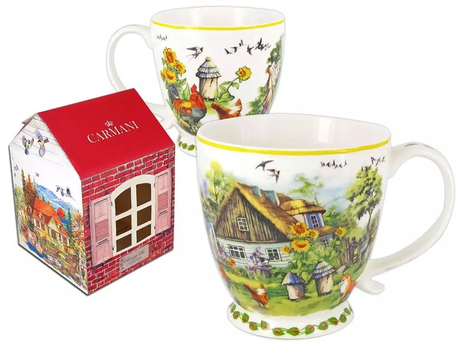 🏡☕ Hrnek 460 ml – Anglický venkov „Venkovský dům“ ☕🌻