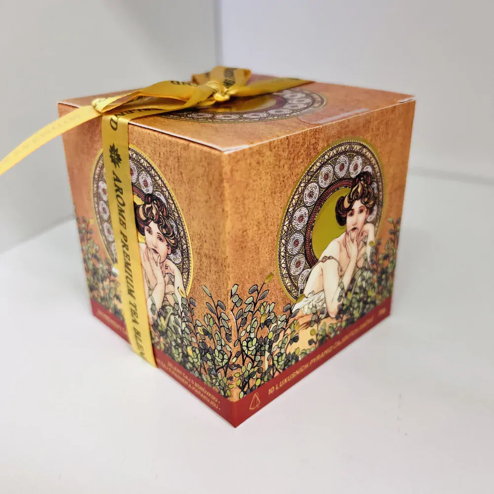 DÁRKOVÉ BALENÍ LUXUSNÍCH PYRAMID ČAJOVÝCH SÁČKŮ MOTIV ALPHONSE MUCHA