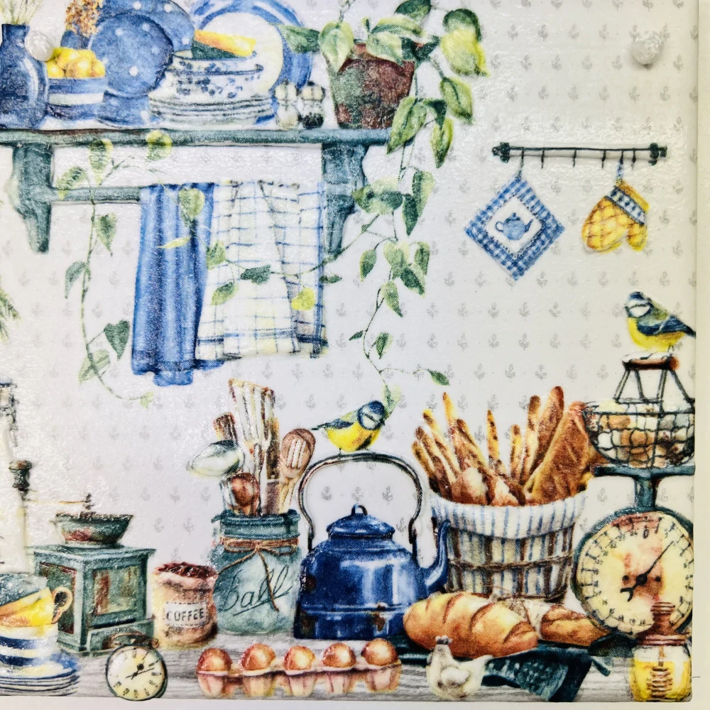 DEKORACE K ZAVĚŠENÍ DLAŽDICE ZDOBENA TECHNIKOU DECOUPAGE 3D