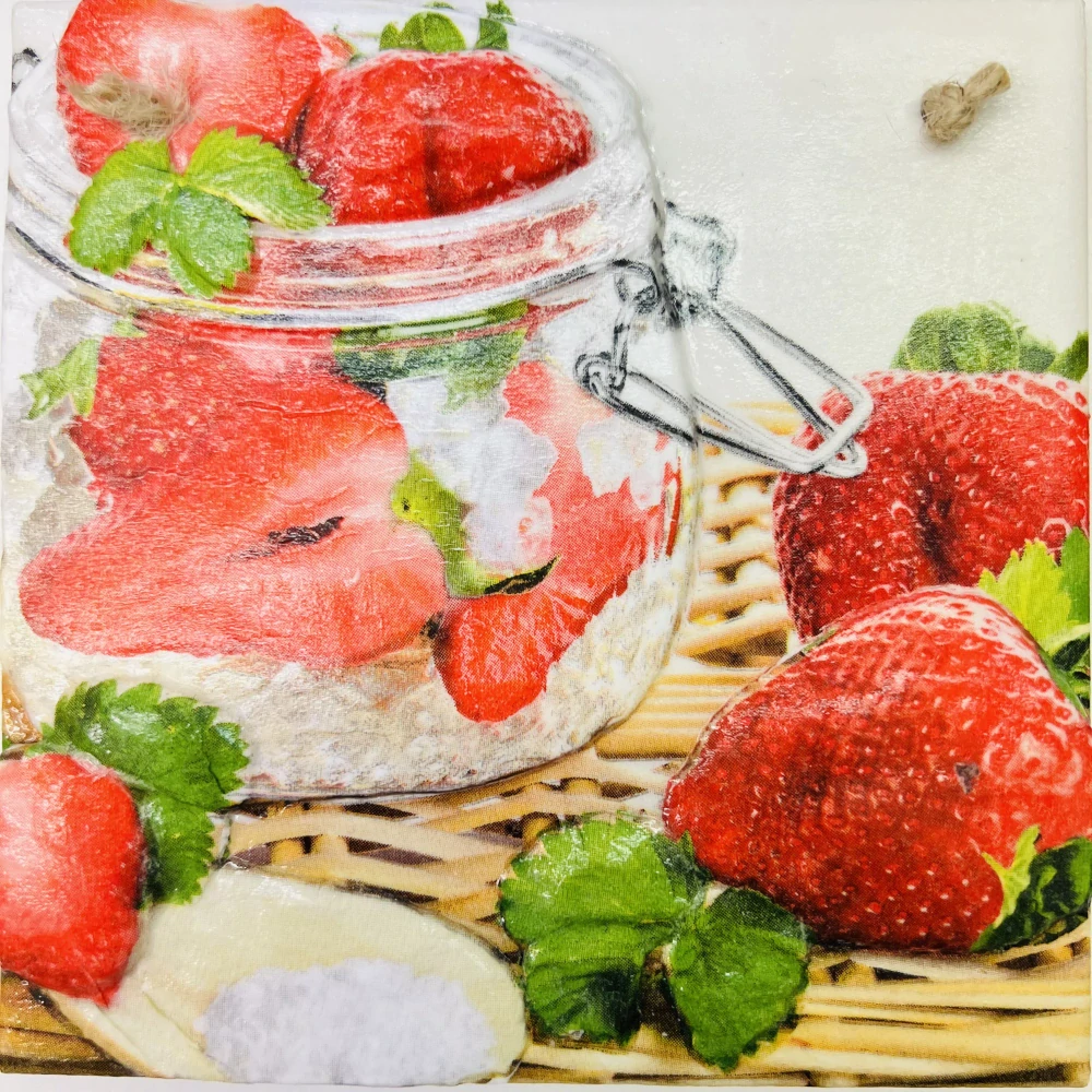 DEKORACE K ZAVĚŠENÍ DLAŽDICE ZDOBENA TECHNIKOU DECOUPAGE 3D