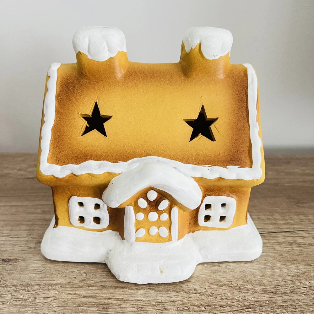 ZIMNÍ DEKORACE PERNÍKOVÝ DOMEK NA ČAJOVOU SVÍČKU