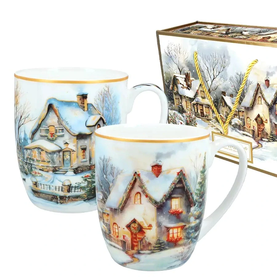 DÁRKOVÉ BALENÍ HRNEČKU SE ZIMNÍ MOTIVEM - SADA DVOU