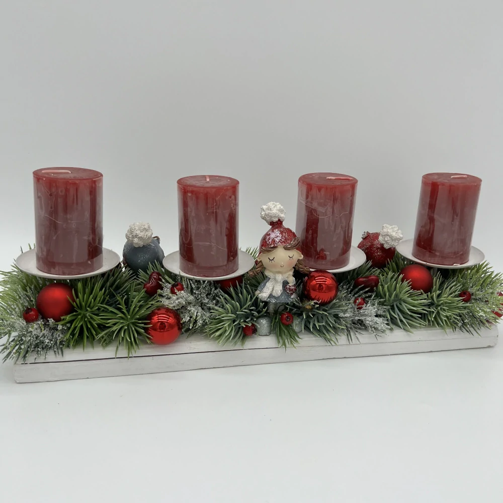 DEKORACE ZIMNÍ ADVENTNÍ SVÍCEN ROVNÝ