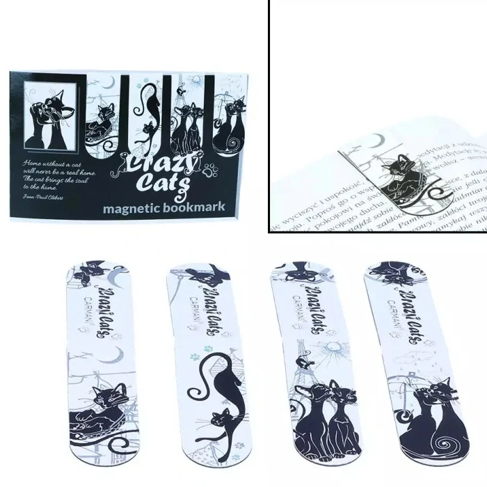 Magnetická záložka do knížky Crazy Cats - sada 4 kusů