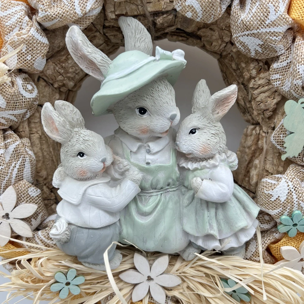 JARNÍ DEKORACE VĚNEC NA DVEŘE S RODINKOU