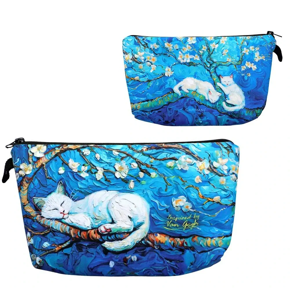 🎨🐱 Kosmetická taška se zipem – volná inspirace Vincentem van Goghem 💙🌸