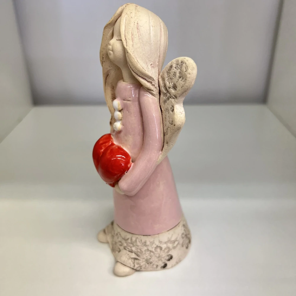 DEKORACE ANDĚLKA SE SRDCEM GLAZOVANÁ 