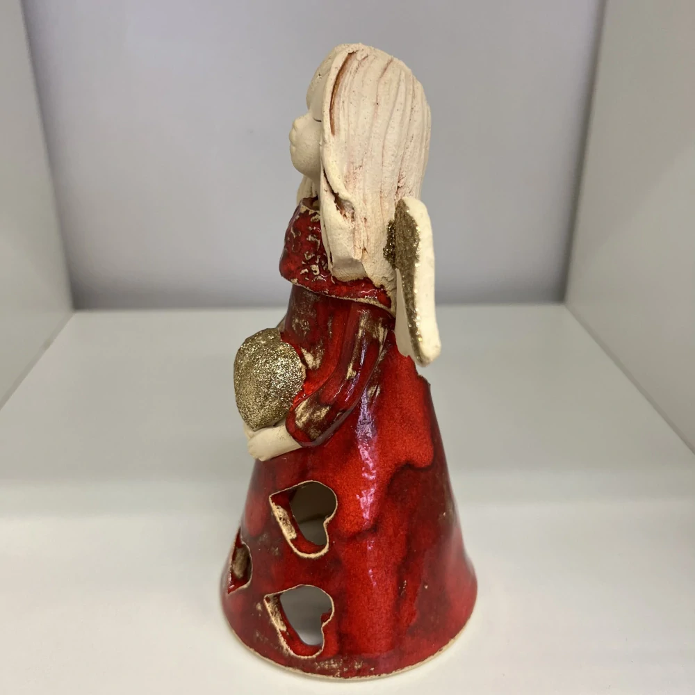 DEKORACE KERAMICKÝ ANDĚL SE ZLATÝM SRDCEM