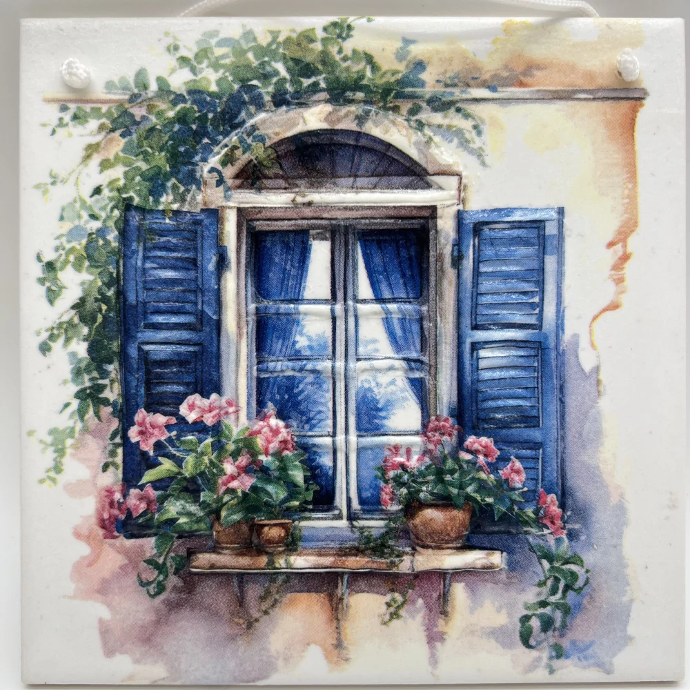 DEKORACE K ZAVĚŠENÍ DLAŽDICE ZDOBENÁ TECHNIKOU DECOUPAGE 3D