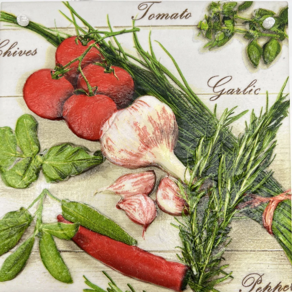 DEKORACE K ZAVĚŠENÍ DLAŽDICE ZDOBENÁ TECHNIKOU DECOUPAGE 3D 