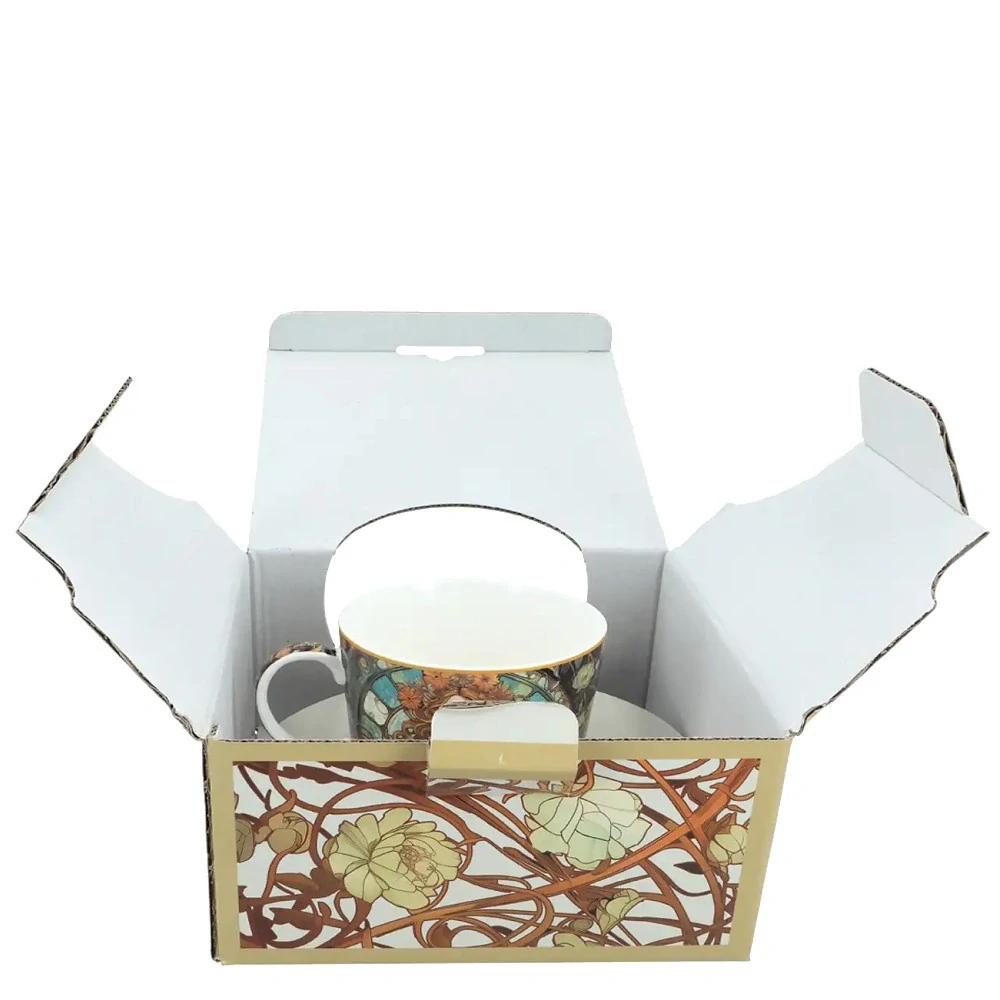 DÁRKOVÝ HRNEK S PODŠÁLKEM V DÁRKOVÉM BALENÍ MOTIV ALPHONSE MUCHA