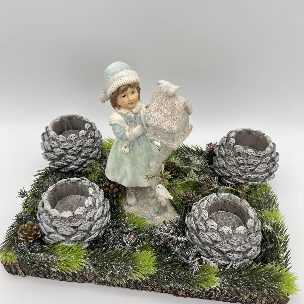 ZIMNÍ DEKORACE ADVENTNÍ SVÍCEN NA ČAJOVÉ SVÍČKY