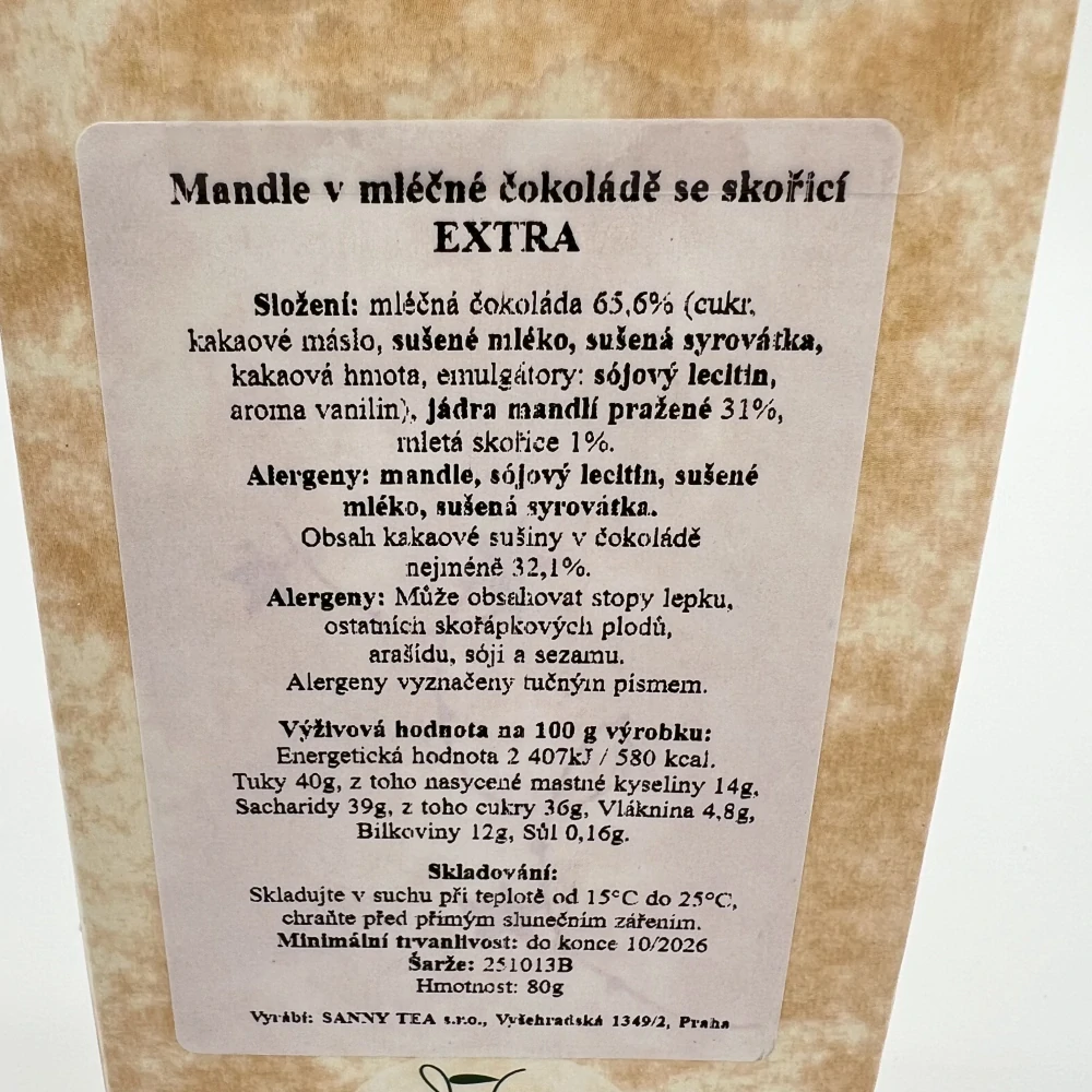 VÝPRODEJ - DÁRKOVÉ BALENÍ MANDLE V MLÉČNÉ ČOKOLÁDĚ SE SKOŘICÍ