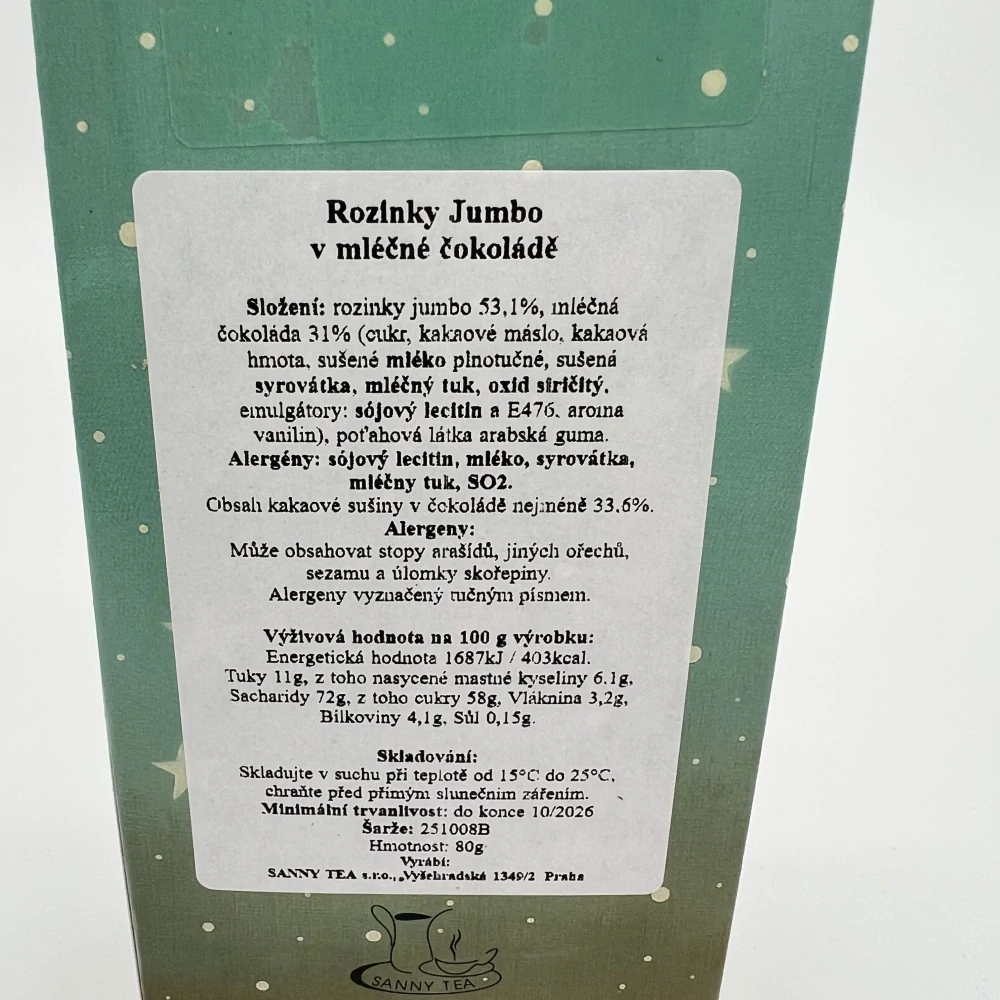 VÝPRODEJ - DÁRKOVÉ BALENÍ ROZINKY JUMBO V MLÉČNÉ ČOKOLÁDĚ