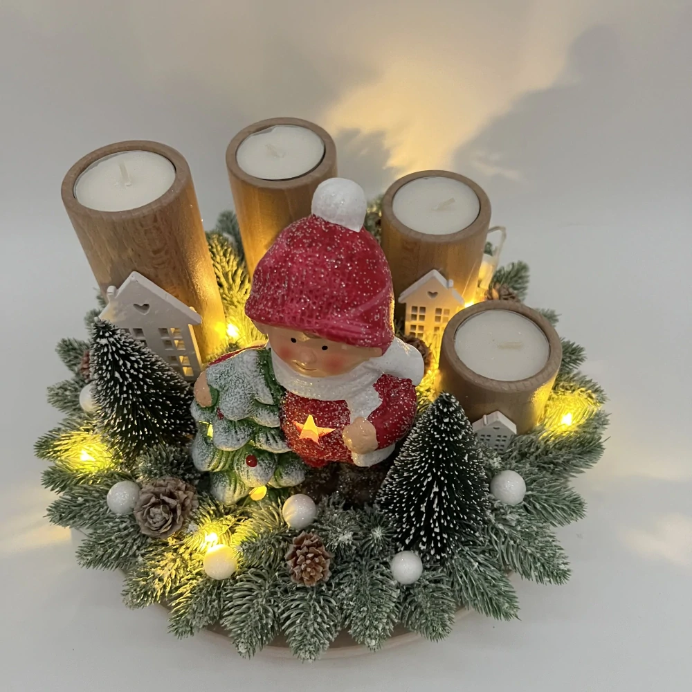 ZIMNÍ DEKORACE ADVENTNÍ SVÍCEN NA ČAJOVÉ SVÍČKY 