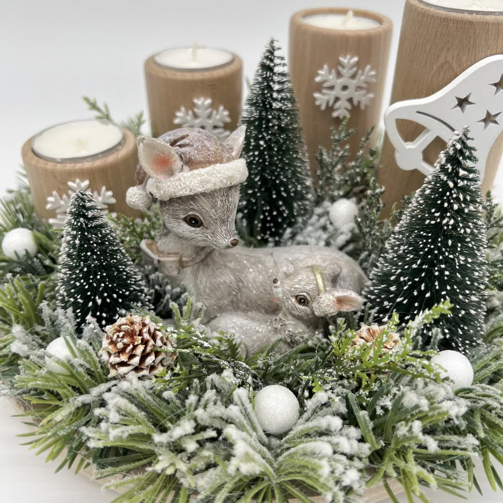 ZIMNÍ DEKORACE ADVENTNÍ SVÍCEN NA ČAJOVÉ SVÍČKY