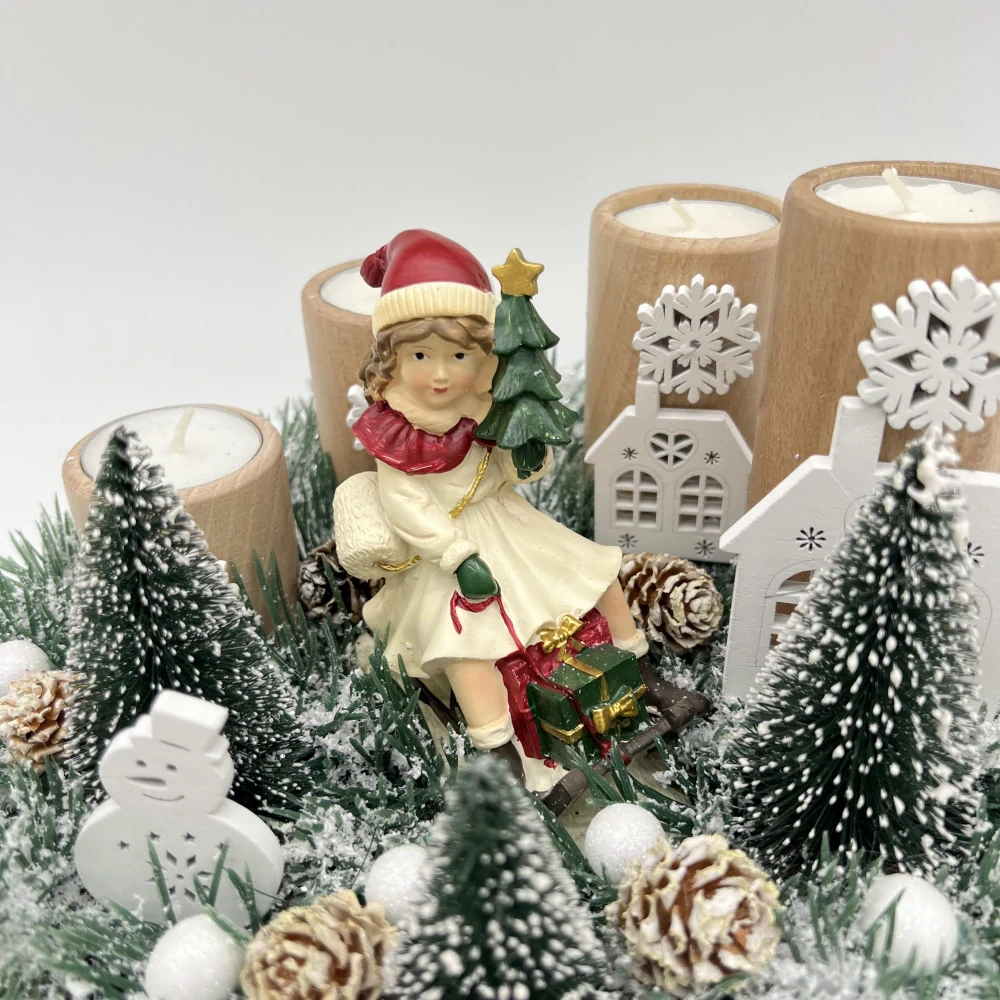 ZIMNÍ DEKORACE ADVENTNÍ SVÍCEN NA ČAJOVÉ SVÍČKY 