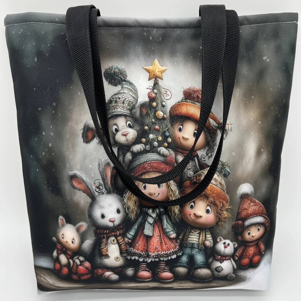 TAŠKA Z KOČÁRKOVINY S VÁNOČNÍM MOTIVEM VYZTUŽENÁ S PODŠÍVKOU 