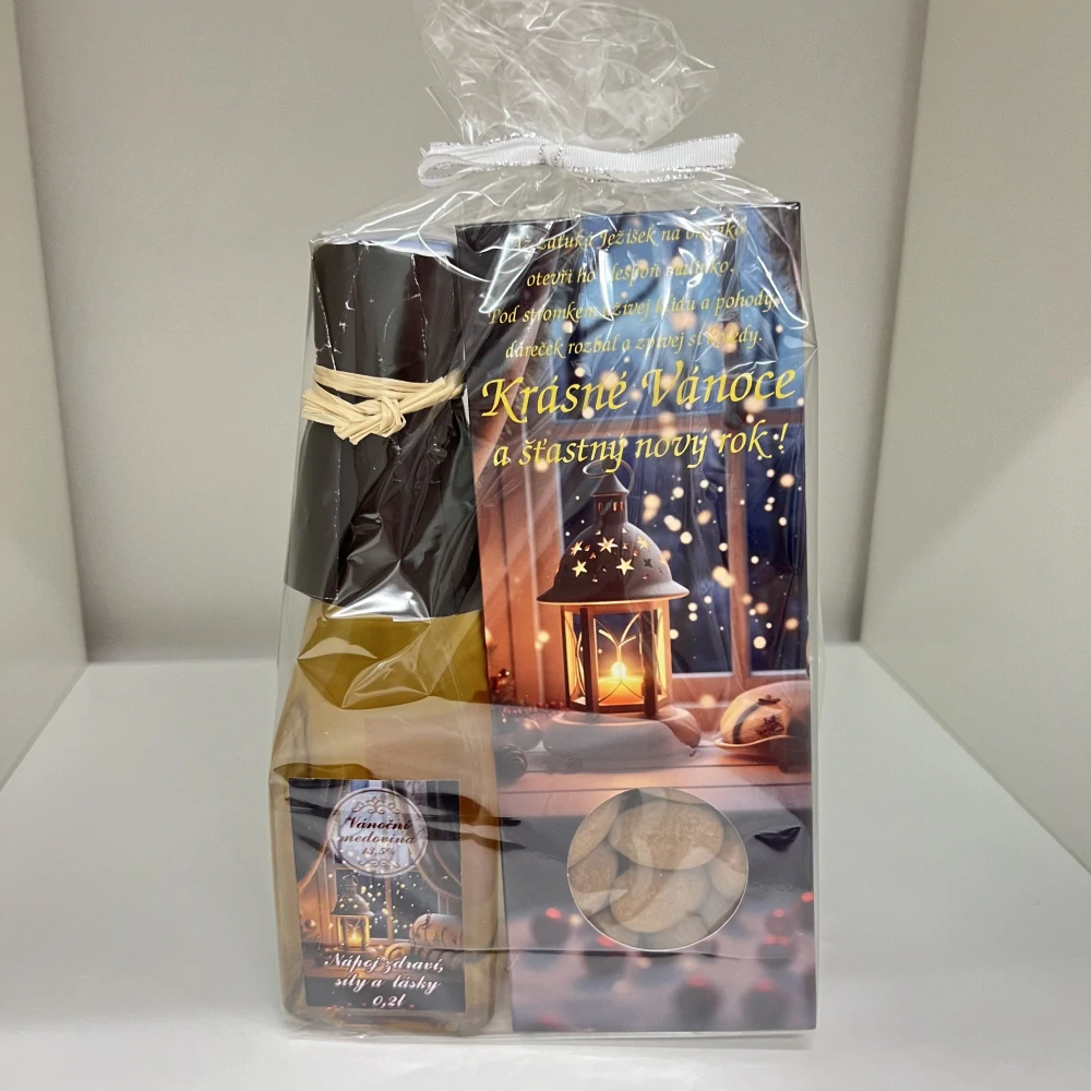 🎁 Vánoční dárkový balíček – Medovina & mandle v mléčné čokoládě