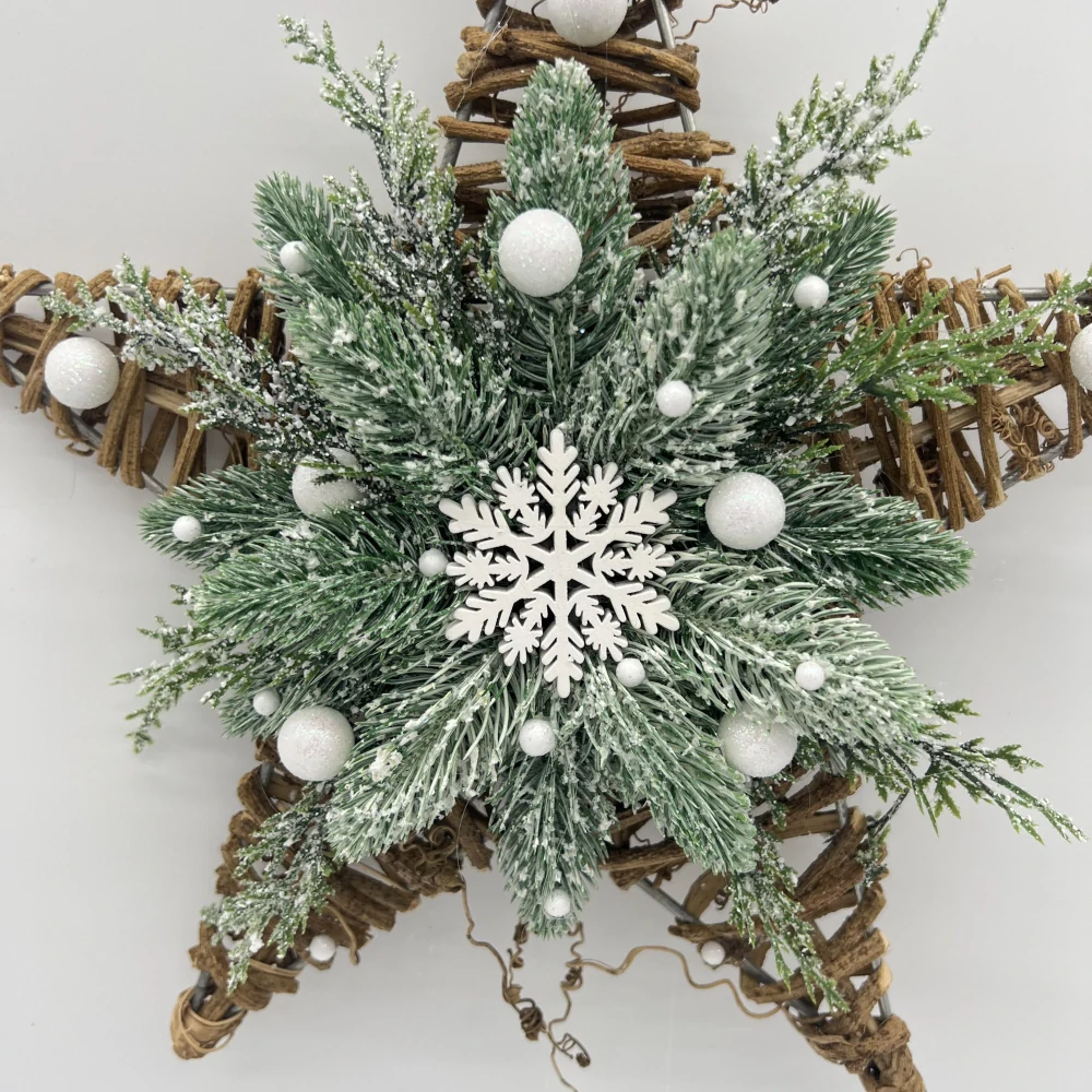 🎄 Závěsná vánoční dekorace – hvězda s vločkou ❄️