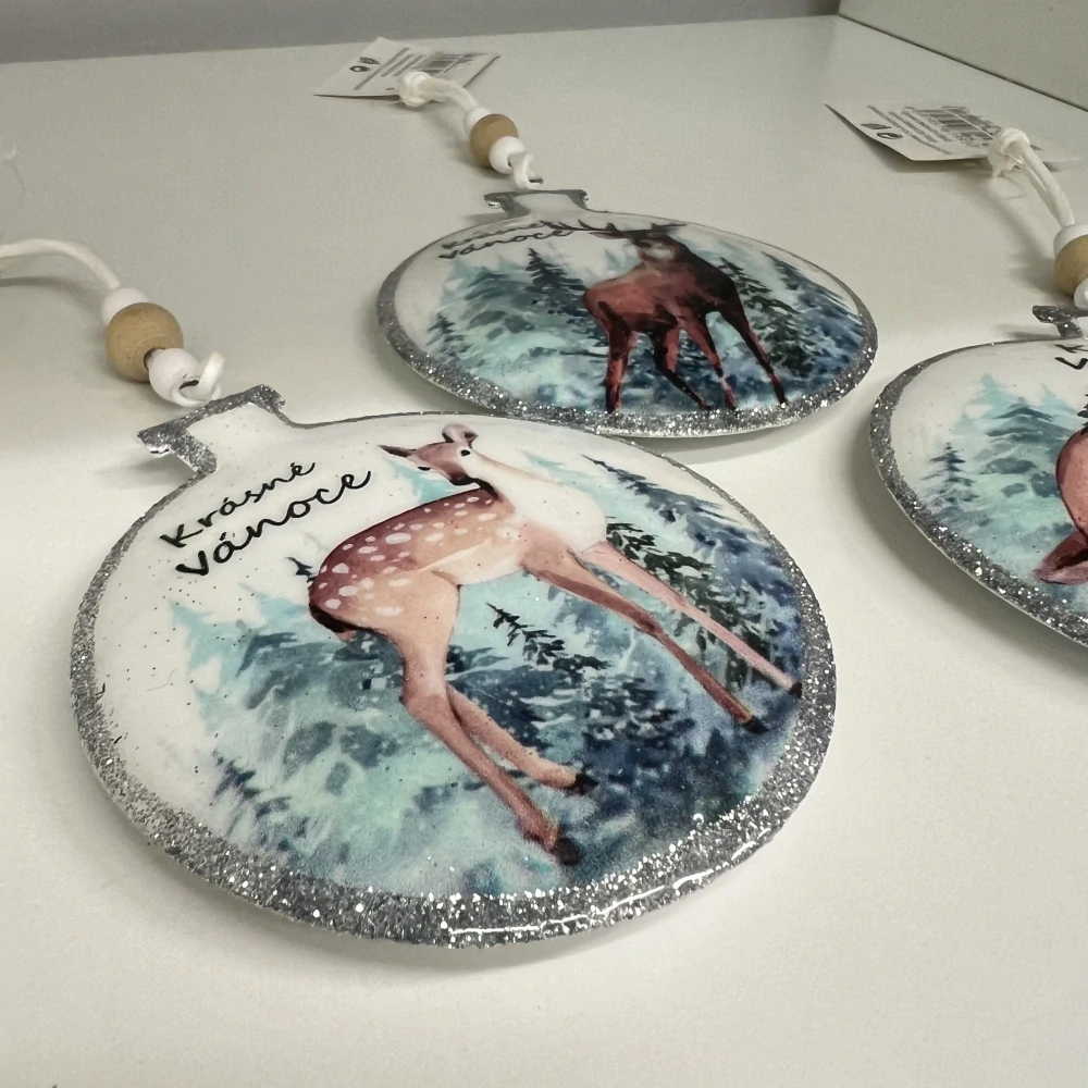 🎄 Kovové vánoční ověsky – baňky s lesními motivy | mix 3 druhů