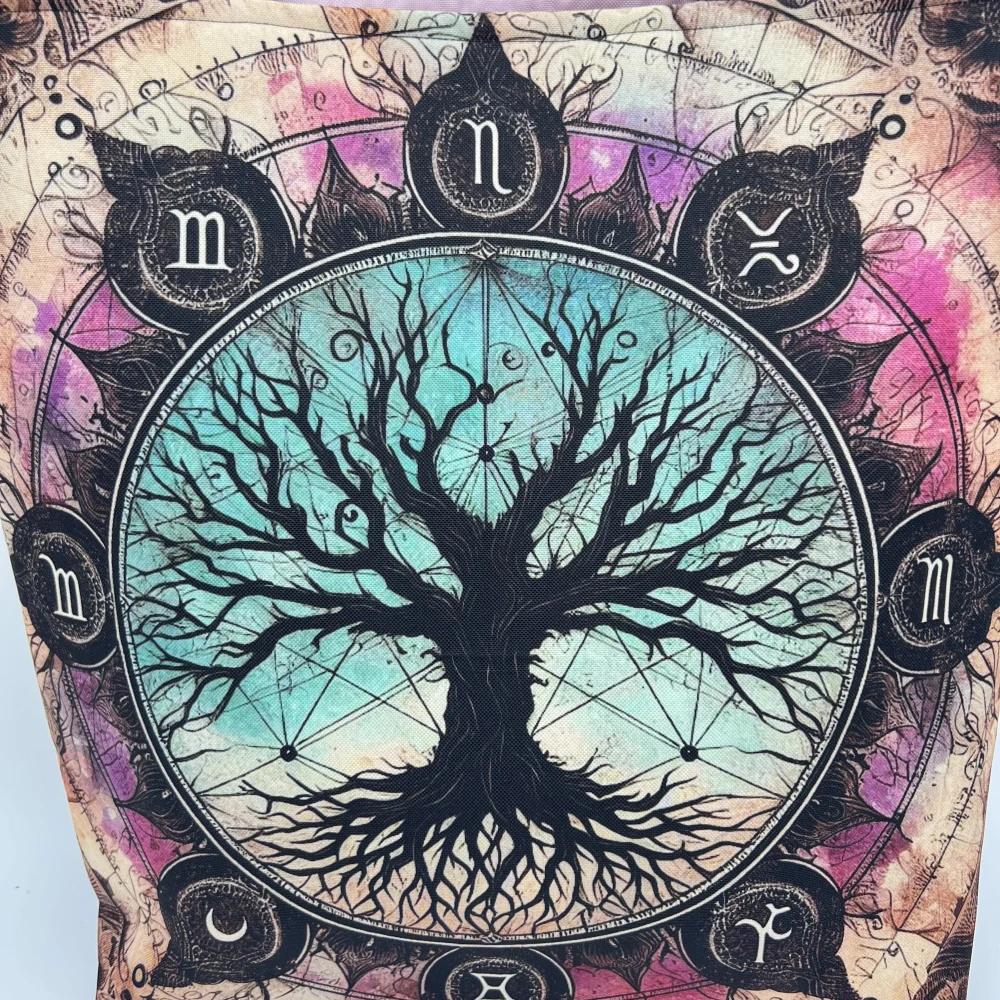 👜 Designová taška „Strom života – barevný zvěrokruh“