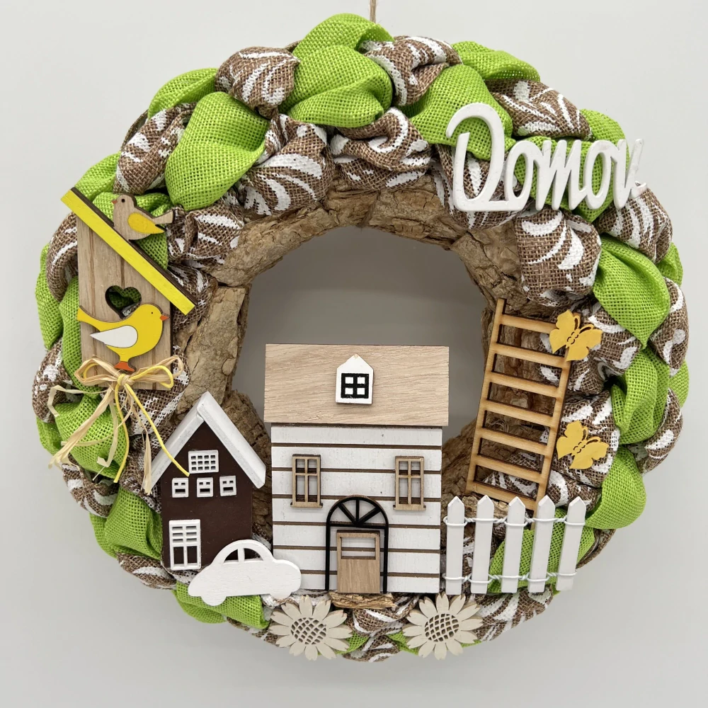 🌿🏡 Dekorativní věnec – DOMOV 🏡🌿