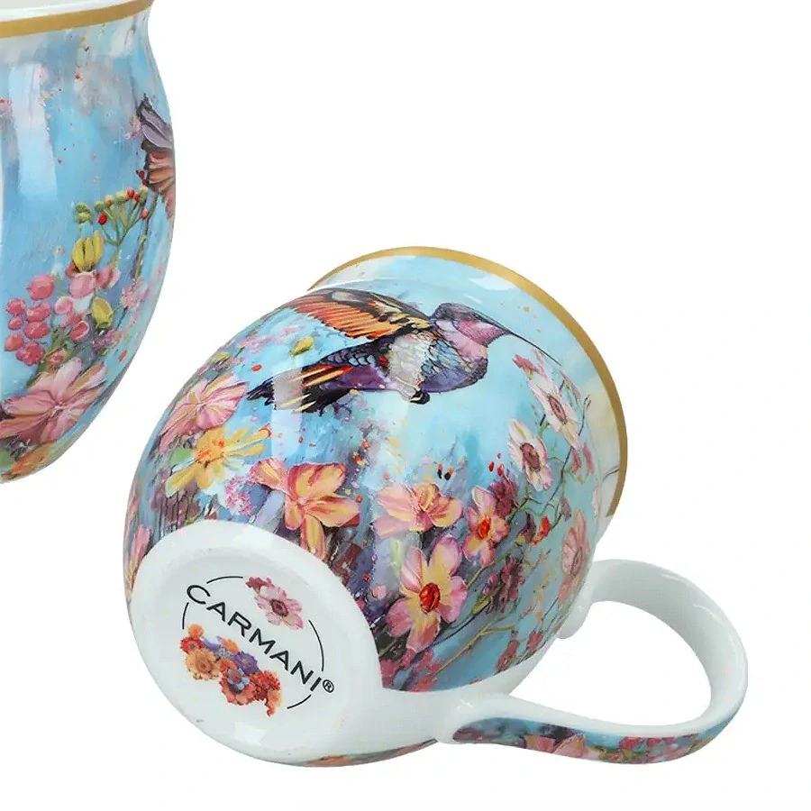 🕊️ Porcelánový hrnek Carmani® – Floral Story, kolibřík 🌸