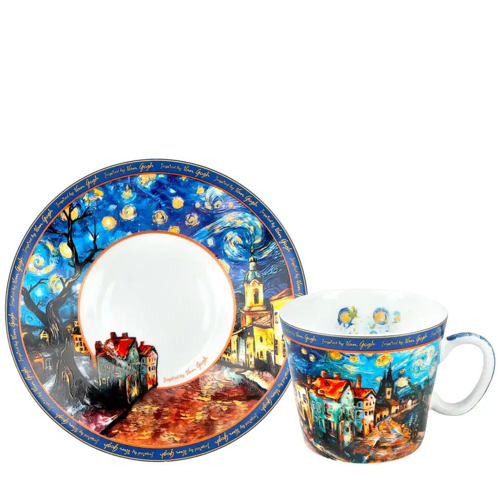 ☕ Espresso šálek s podšálkem – inspirace Vincent van Gogh (100 ml) 🌌🎨
