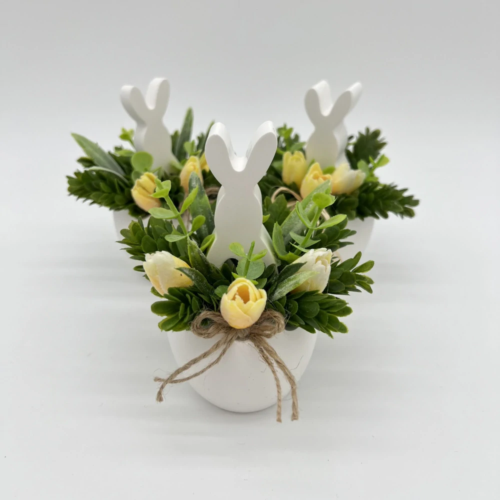 🐰🌼 Jarní dekorace se zajíčkem – žluté kvítky 🌼🐰