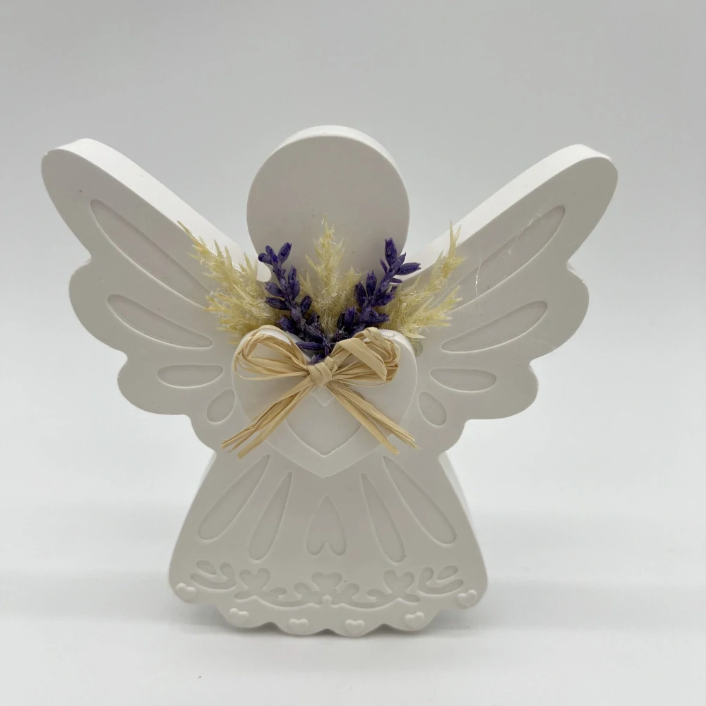 👼🤍 Andělská dekorace – levandule & obilí (12 cm) 🤍👼
