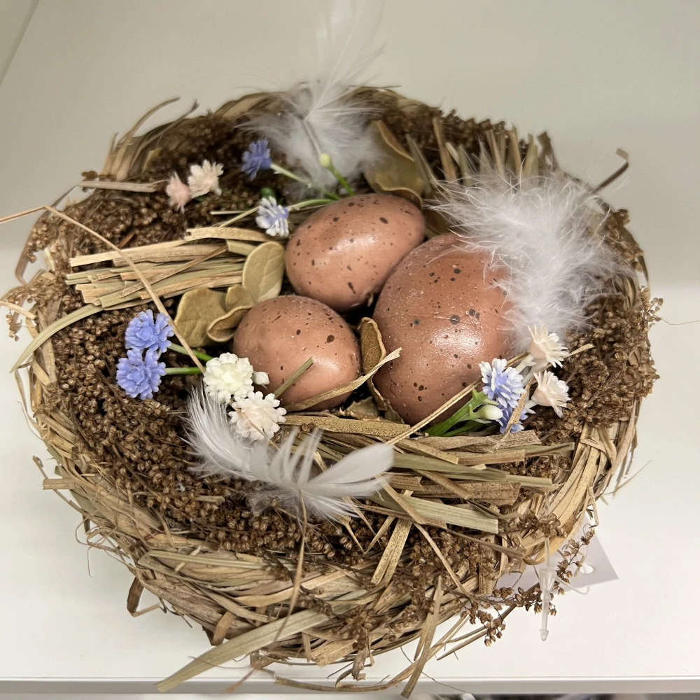 🐣🌾 Velikonoční hnízdo se třemi vajíčky – 14 cm 🌾🐣