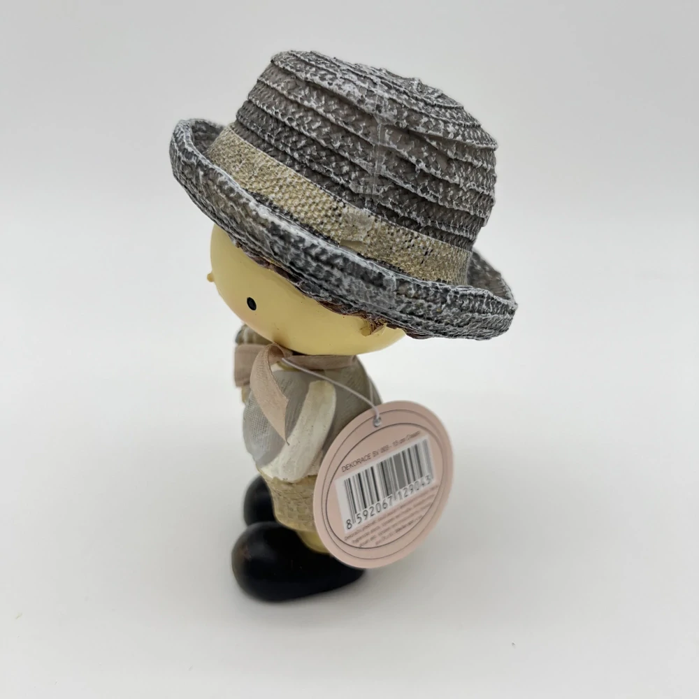 👒🌹 Dekorační chlapeček s kloboukem a kytičkou