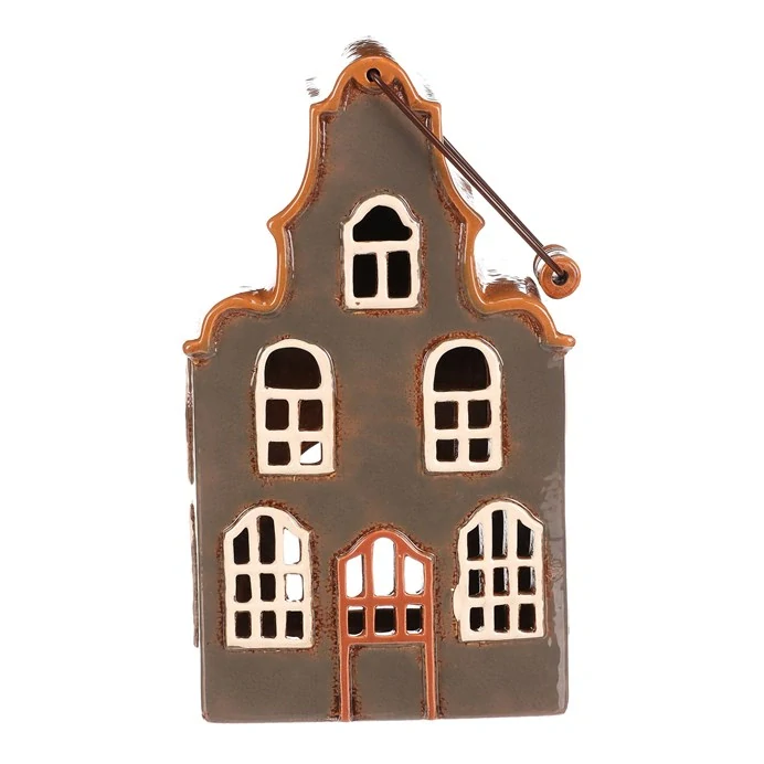 🏠 Keramický domeček – tmavě šedý s hnědou střechou