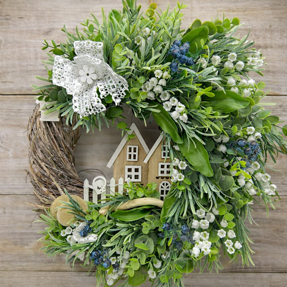 🌿🏡 Dekorační věnec s domečky 🏡🌿
